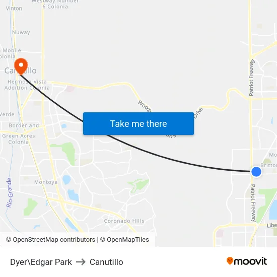 Dyer\Edgar Park to Canutillo map