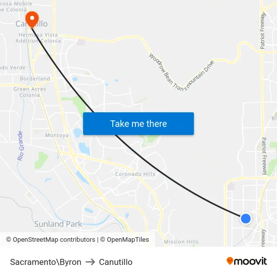 Sacramento\Byron to Canutillo map