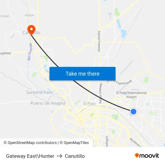 Gateway East\Hunter to Canutillo map