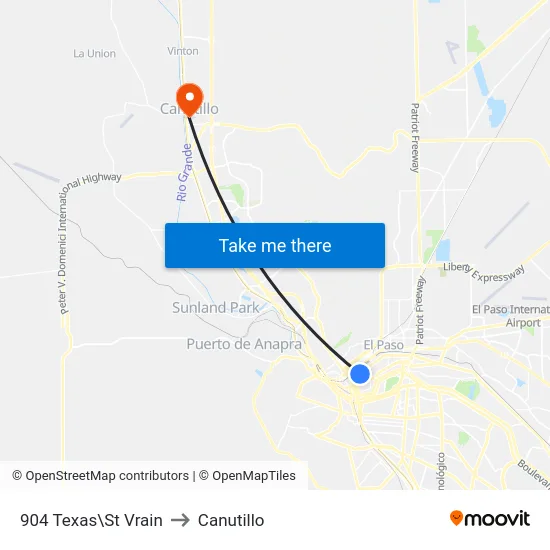 904 Texas\St Vrain to Canutillo map