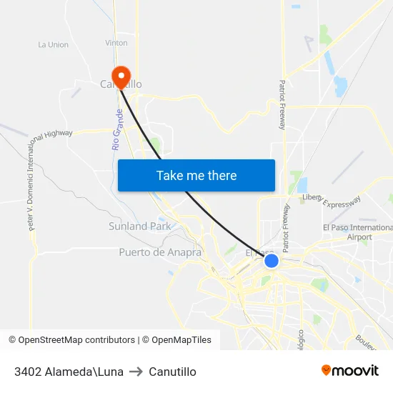 3402 Alameda\Luna to Canutillo map