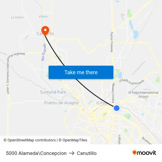 5000 Alameda\Concepcion to Canutillo map