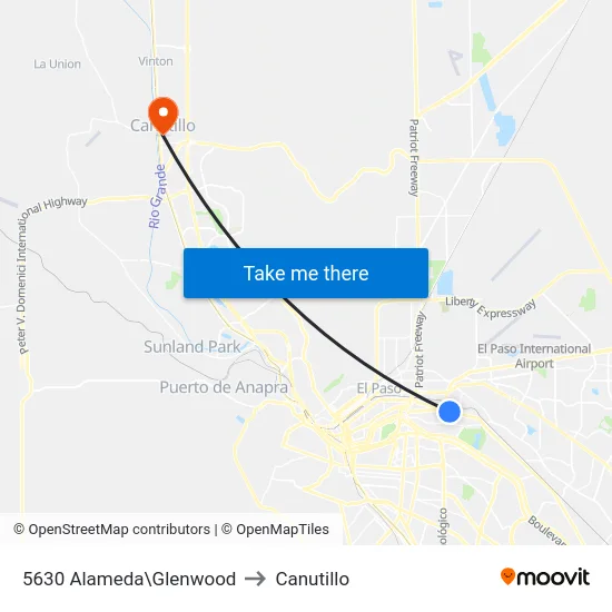 5630 Alameda\Glenwood to Canutillo map