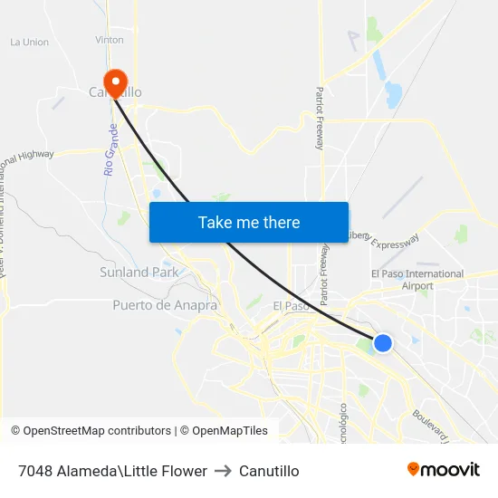 7048 Alameda\Little Flower to Canutillo map