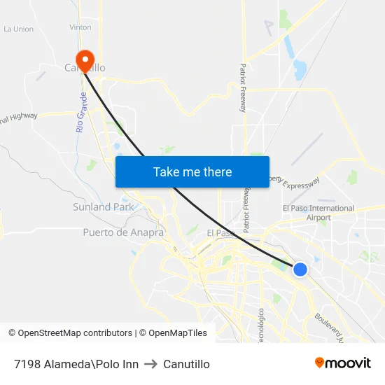 7198 Alameda\Polo Inn to Canutillo map
