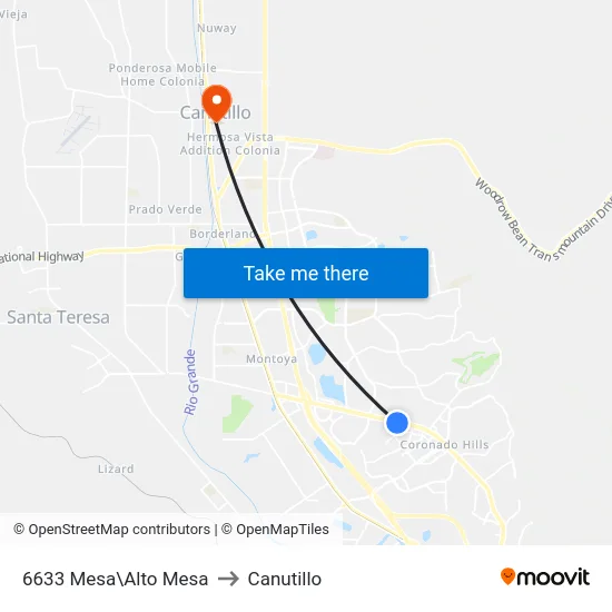 6633 Mesa\Alto Mesa to Canutillo map