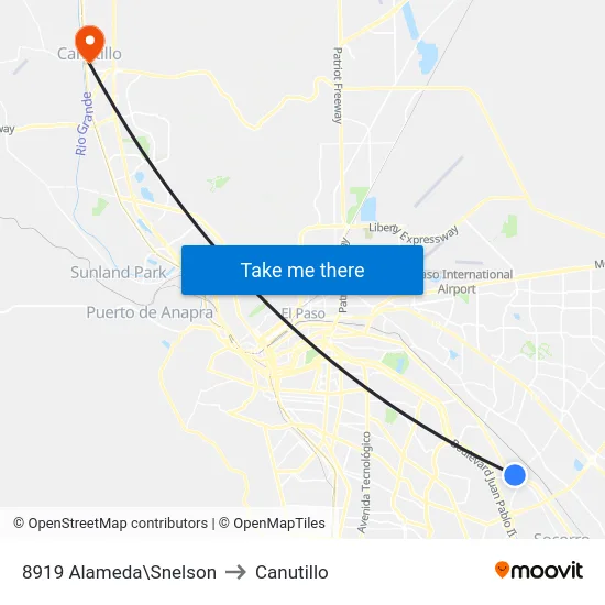 8919 Alameda\Snelson to Canutillo map