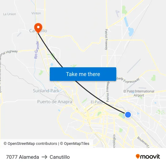 7077 Alameda to Canutillo map