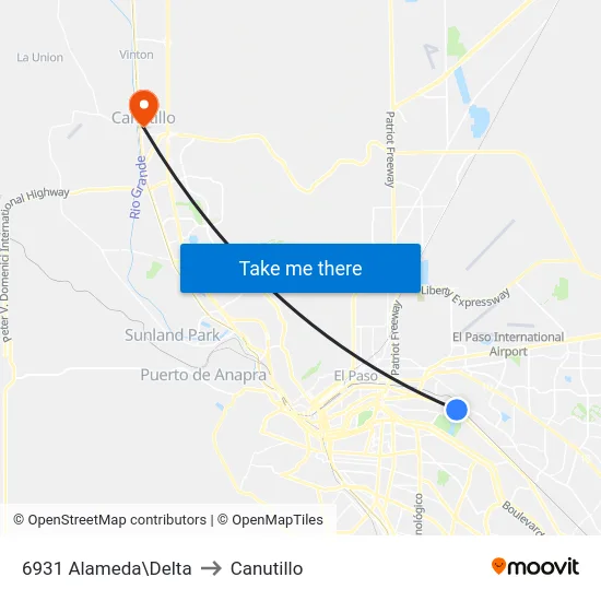 6931 Alameda\Delta to Canutillo map