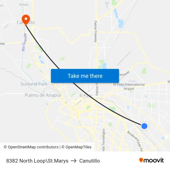 8382 North Loop\St.Marys to Canutillo map