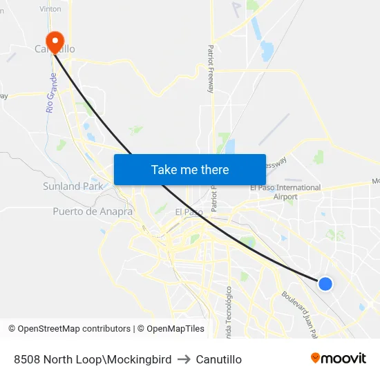 8508 North Loop\Mockingbird to Canutillo map