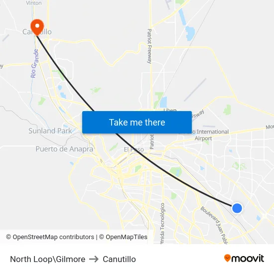North Loop\Gilmore to Canutillo map