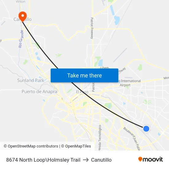 8674 North Loop\Holmsley Trail to Canutillo map