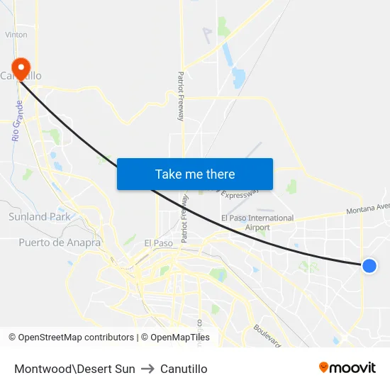 Montwood\Desert Sun to Canutillo map