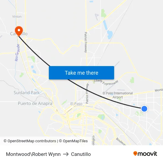 Montwood\Robert Wynn to Canutillo map