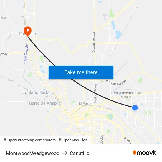 Montwood\Wedgewood to Canutillo map
