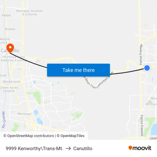 9999 Kenworthy\Trans-Mt. to Canutillo map