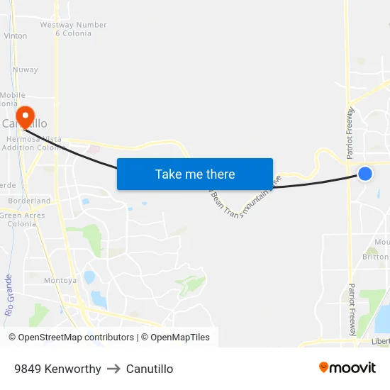 9849 Kenworthy to Canutillo map