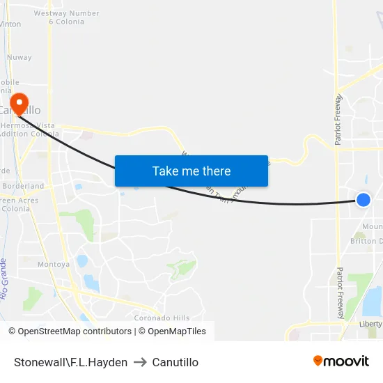 Stonewall\F.L.Hayden to Canutillo map