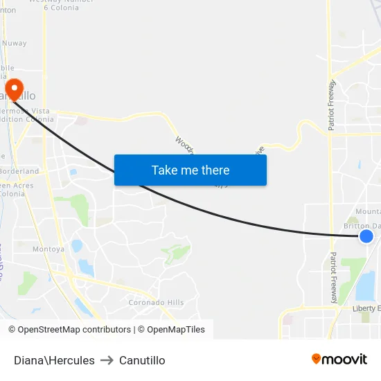 Diana\Hercules to Canutillo map