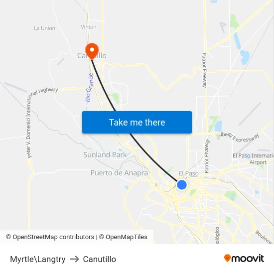 Myrtle\Langtry to Canutillo map