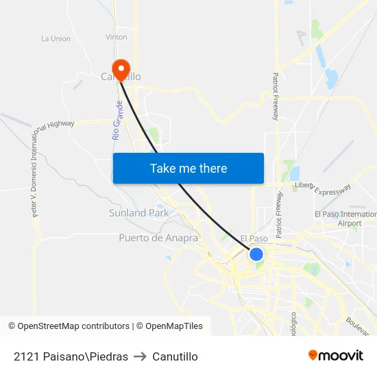 2121 Paisano\Piedras to Canutillo map
