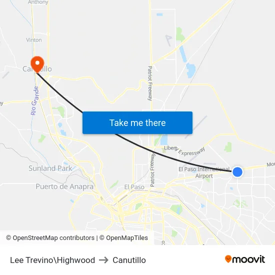 Lee Trevino\Highwood to Canutillo map