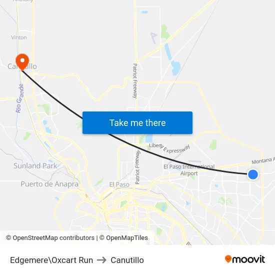 Edgemere\Oxcart Run to Canutillo map