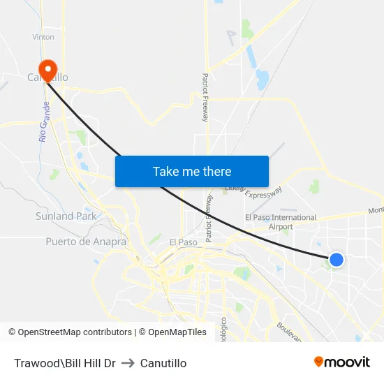 Trawood\Bill Hill Dr to Canutillo map