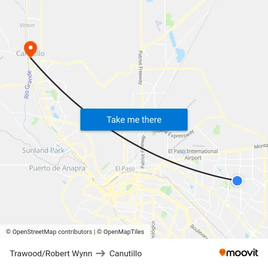 Trawood/Robert Wynn to Canutillo map