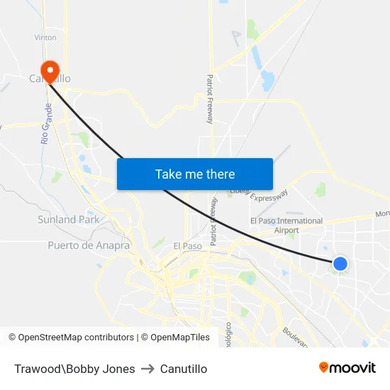 Trawood\Bobby Jones to Canutillo map