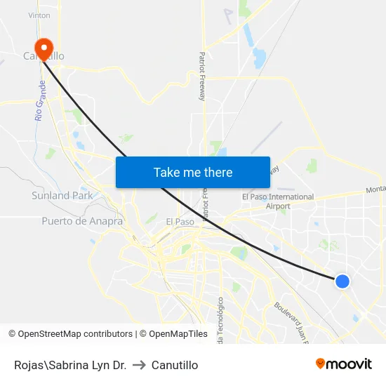 Rojas\Sabrina Lyn Dr. to Canutillo map
