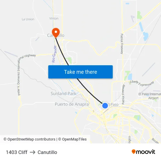 1403 Cliff to Canutillo map