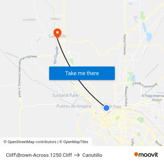 Cliff\Brown-Across 1250 Cliff to Canutillo map