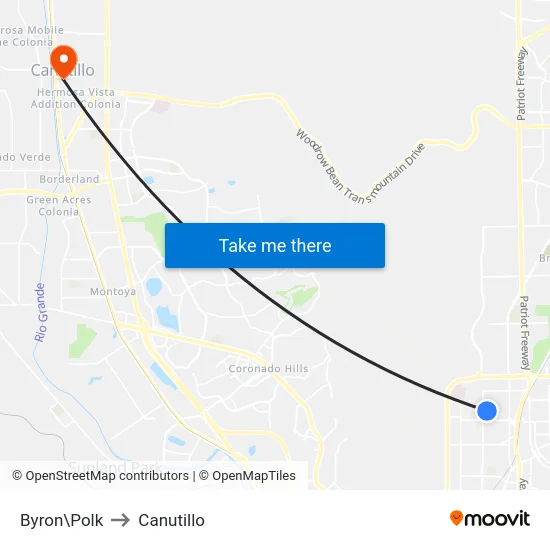 Byron\Polk to Canutillo map