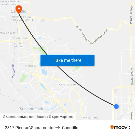 2817 Piedras\Sacramento to Canutillo map