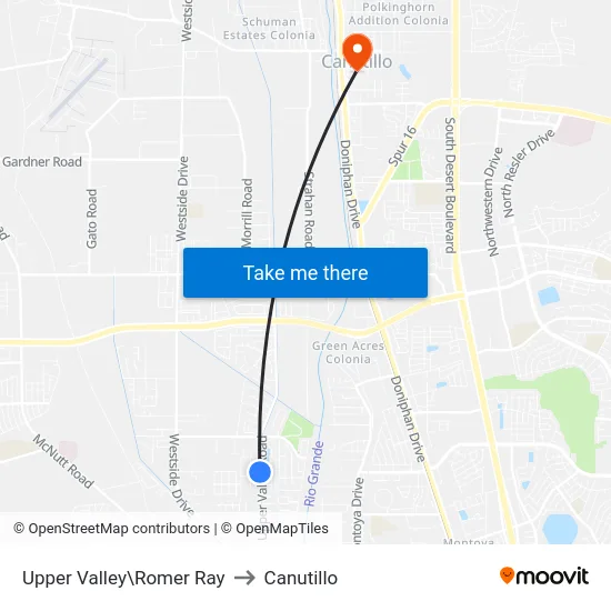 Upper Valley\Romer Ray to Canutillo map