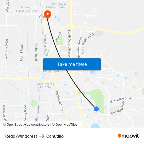Redd\Windcrest to Canutillo map