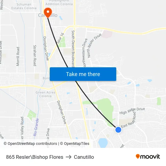 865 Resler\Bishop Flores to Canutillo map