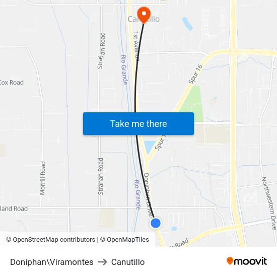 Doniphan\Viramontes to Canutillo map