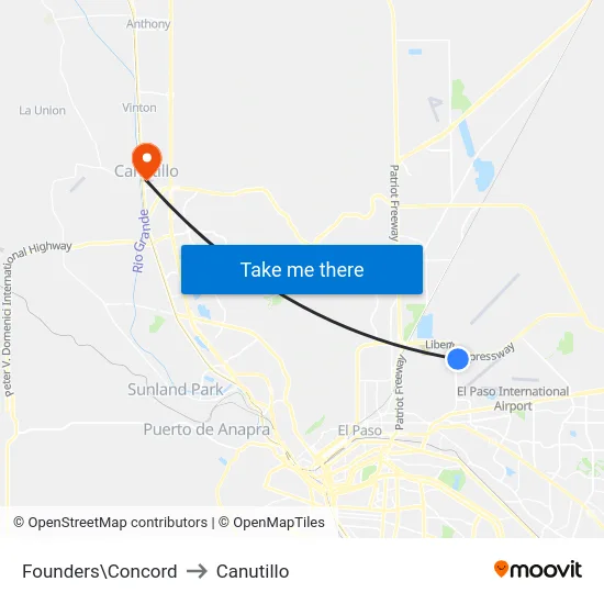 Founders\Concord to Canutillo map