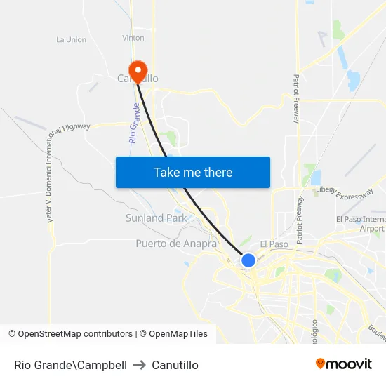 Rio Grande\Campbell to Canutillo map