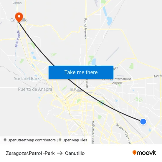 Zaragoza\Patrol -Park to Canutillo map