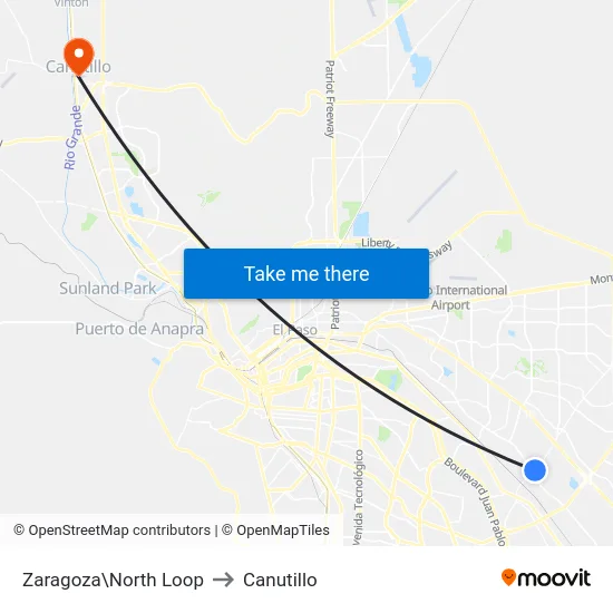 Zaragoza\North Loop to Canutillo map