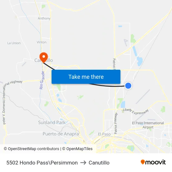 5502 Hondo Pass\Persimmon to Canutillo map