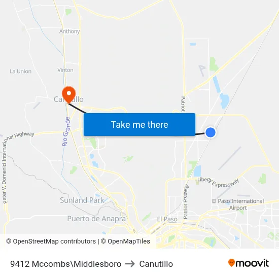 9412 Mccombs\Middlesboro to Canutillo map