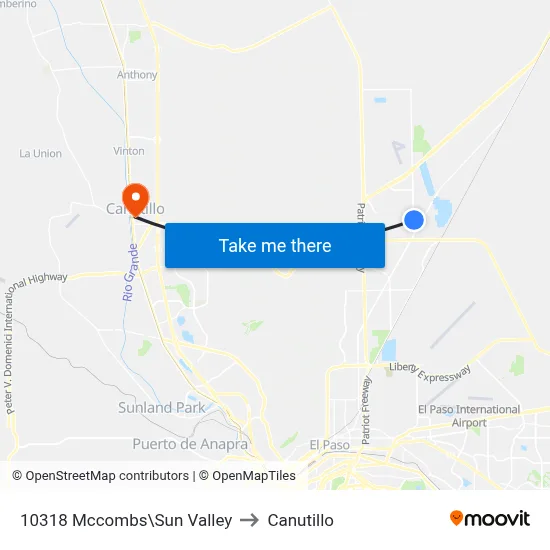 10318 Mccombs\Sun Valley to Canutillo map