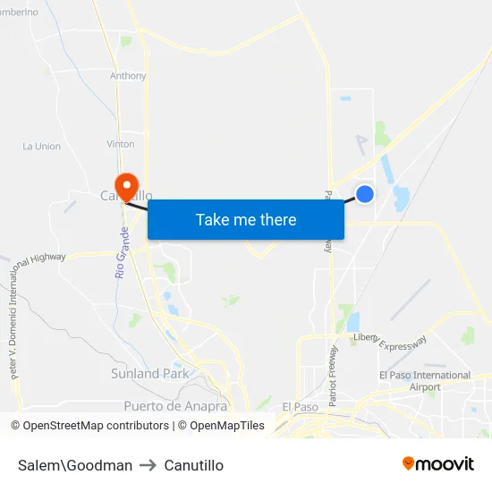 Salem\Goodman to Canutillo map