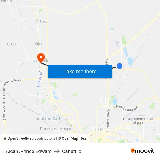 Alcan\Prince Edward to Canutillo map