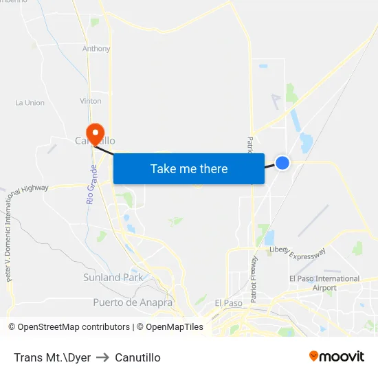 Trans Mt.\Dyer to Canutillo map